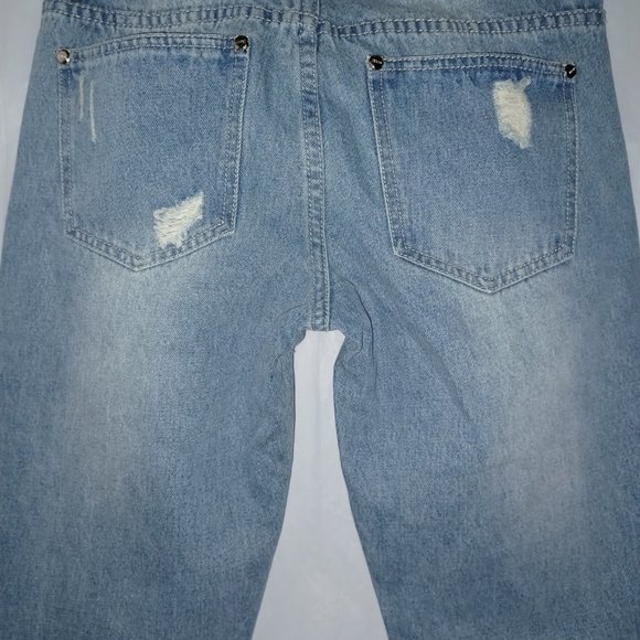 MIQISI PATCHWORK DISTRESSED DENIM JEANS - Picture 4 of 12